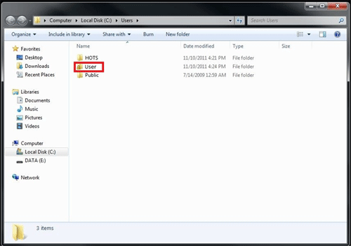 Windows Explorer, User Folder